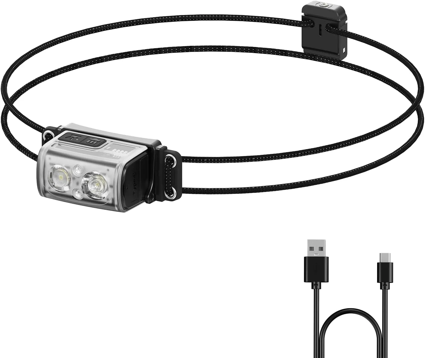 FLEXTAILGEAR Ultra Lightweight Headlamp, 600 Lumen USB-C Rechargeable Headlamp with White Red Light, Adjustable Headband, for Camping, Back Packing, Hiking and Fishing