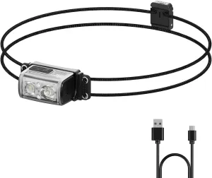 FLEXTAILGEAR Ultra Lightweight Headlamp, 600 Lumen USB-C Rechargeable Headlamp with White Red Light, Adjustable Headband, for Camping, Back Packing, Hiking and Fishing