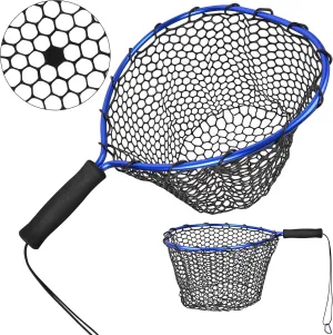 Floating Fishing Net - Fishing Landing Net with Rubber EVA Handle for Easy Fish Catch and Release Fishing Net for Fly, Trout, Salmon, Bass, Kayak Fishing