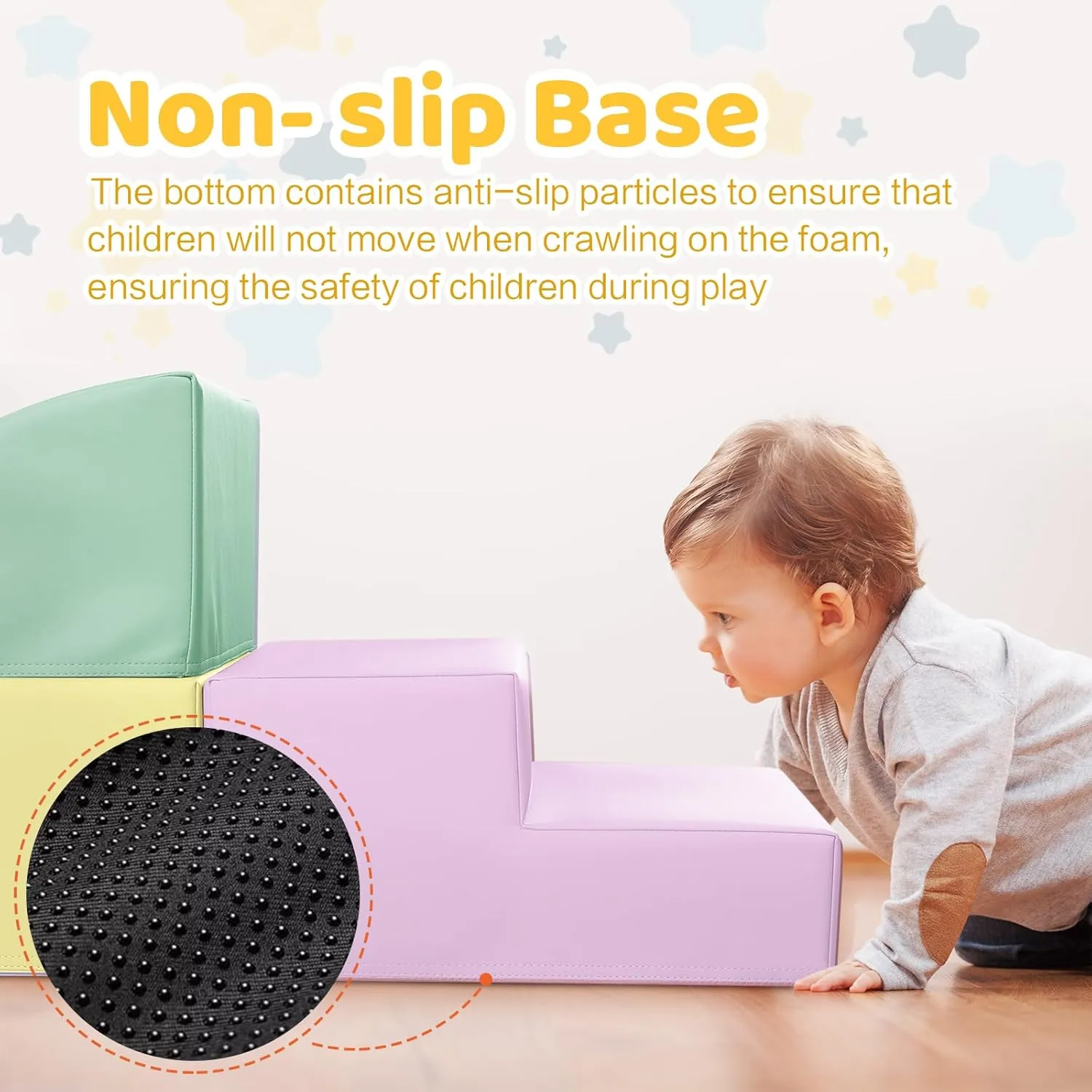 Foam Climbing Blocks for Toddler: with 4-Piece PU Leather Climbing Toys and a Ball Pit - Foam Ball Pit for Toddlers - Climbing Toys Indoor for Kids Crawling (Yellow Climbing Blocks)