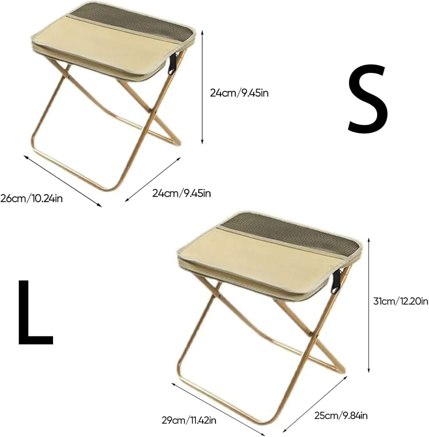 Foldable Backpack Stool, Portable Mini Outdoor Camping Folding Seat with Adjustable Shoulder Strap, Mini Camping Collapsible Stool for Camping, Fishing, Hiking (Black, Large)
