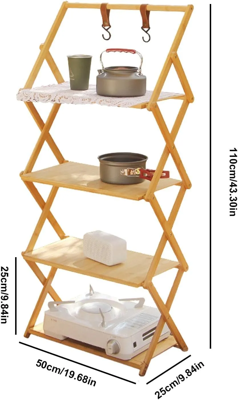Foldable Camping Shelves - Folding Camping Foldable Shelf, Multi Tier Camping Portable Storage Shelf Racks | Wear Resistant Fashionable Folding Picnic Table Storage Shelf for Outdoor Use Kitchen