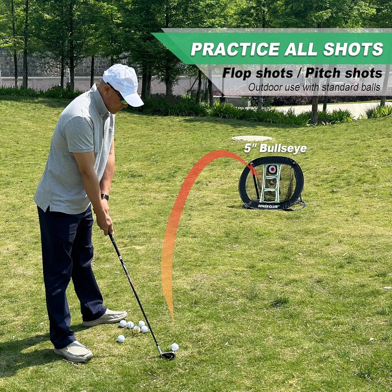 Foldable Chipping Net & Floating Green, Indoor Golf Practice Chipping Target, Backyard Golf Game & Gifts
