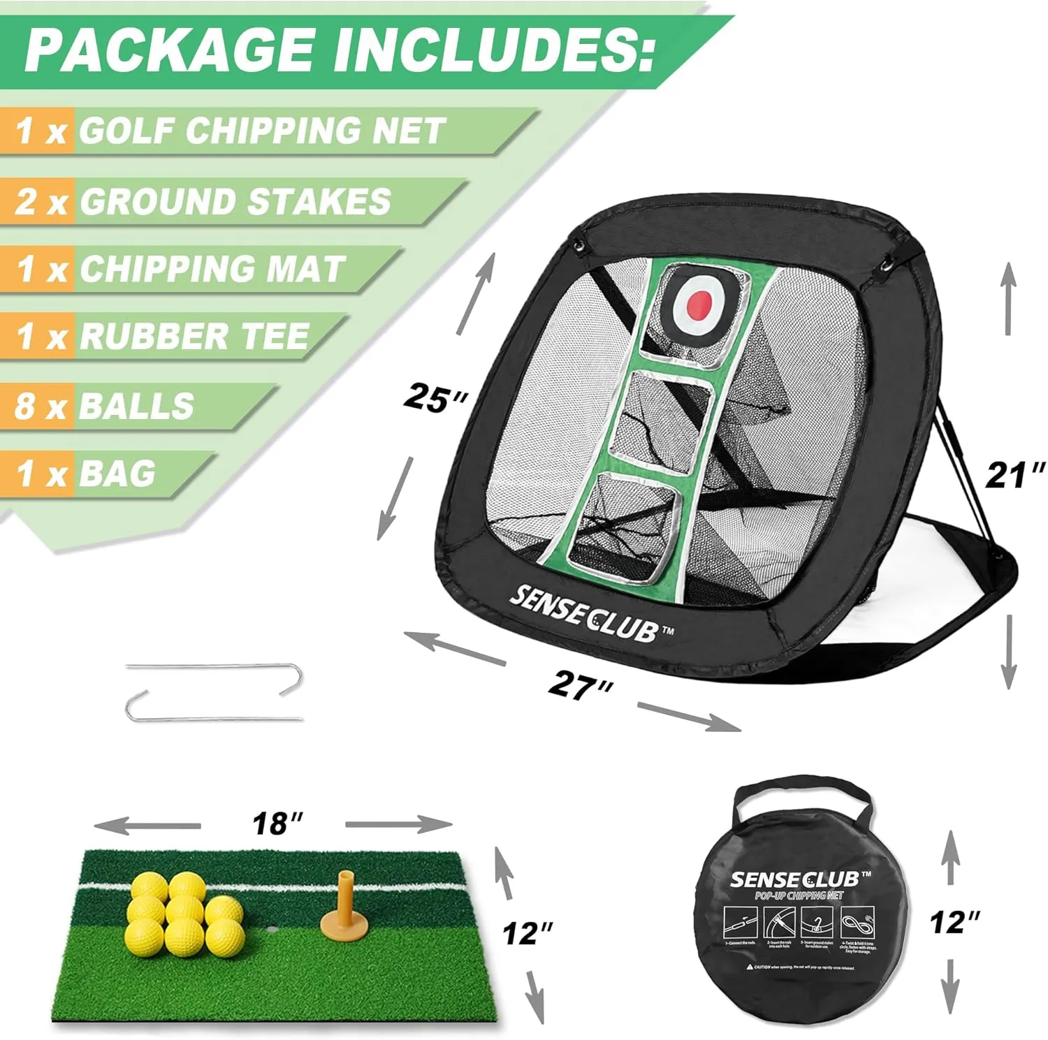 Foldable Chipping Net & Floating Green, Indoor Golf Practice Chipping Target, Backyard Golf Game & Gifts