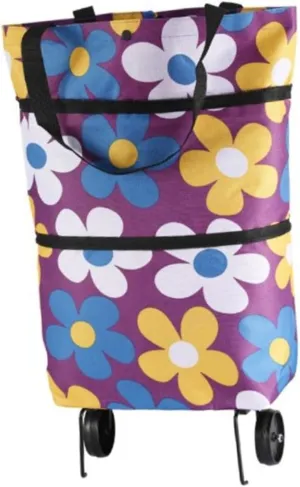 Foldable Grocery Cart with Wheels Portable Multi Function Shopping Bag for Outdoor Use Elegant for Grocery Camping and Daily Errands
