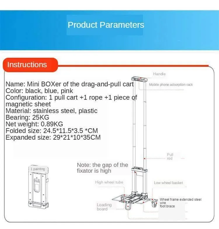 Foldable Hand Cart - Portable Utility Trolley