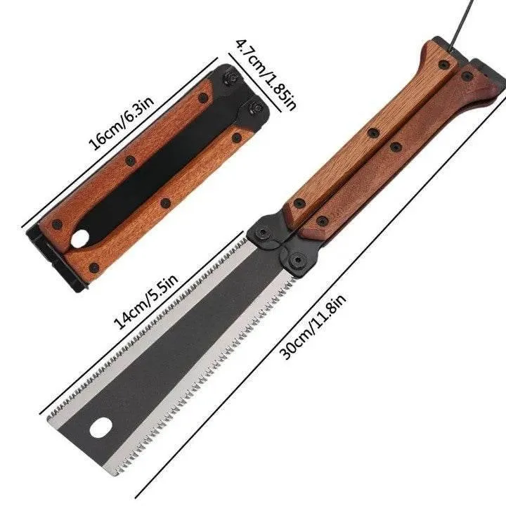 Foldable Hand Saw - Versatile Double-Edge Carpentry Tool for Precise Cutting