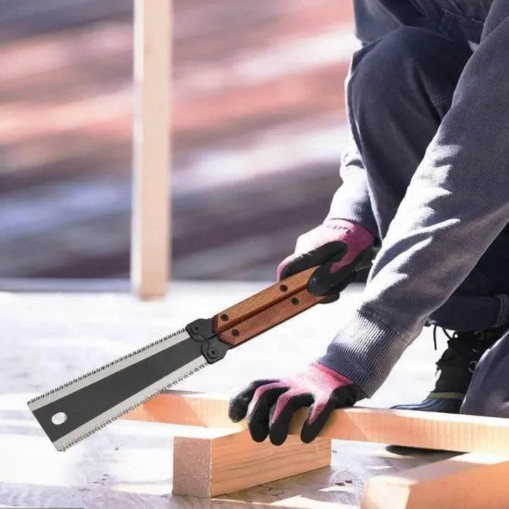 Foldable Hand Saw - Versatile Double-Edge Carpentry Tool for Precise Cutting