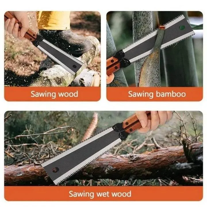 Foldable Hand Saw - Versatile Double-Edge Carpentry Tool for Precise Cutting