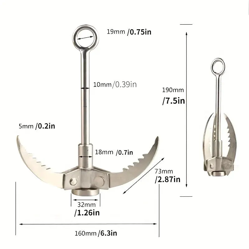 Foldable Steel Grappling Hook - 3 or 4 Claws Rock Climbing Survival Tool