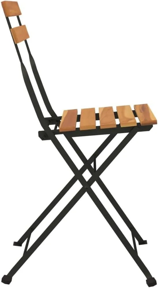 Folding Bistro Chairs 4 Pcs Solid Teak Wood and Steel Frame Outdoor Patio Furniture for Garden Poolside Dining Foldable Seating Solution