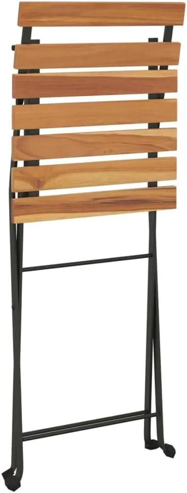 Folding Bistro Chairs 4 Pcs Solid Teak Wood and Steel Frame Outdoor Patio Furniture for Garden Poolside Dining Foldable Seating Solution
