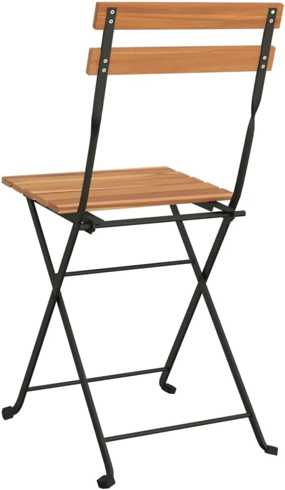 Folding Bistro Chairs 4 Pcs Solid Teak Wood and Steel Frame Outdoor Patio Furniture for Garden Poolside Dining Foldable Seating Solution