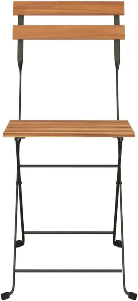 Folding Bistro Chairs 4 Pcs Solid Teak Wood and Steel Frame Outdoor Patio Furniture for Garden Poolside Dining Foldable Seating Solution