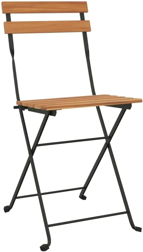 Folding Bistro Chairs 4 Pcs Solid Teak Wood and Steel Frame Outdoor Patio Furniture for Garden Poolside Dining Foldable Seating Solution