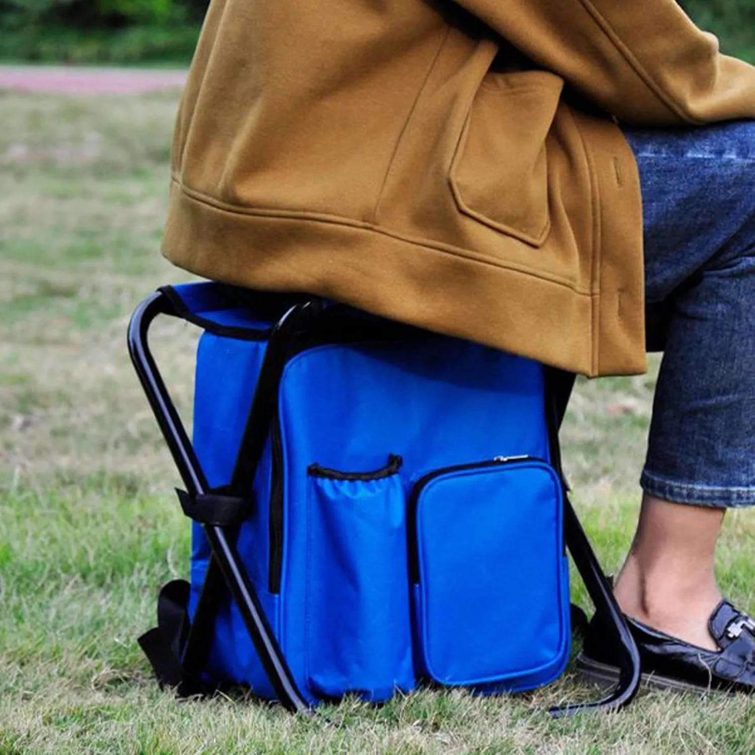 Folding Camping Chair, Folding Chairs for Outside, Camping Recliner Backpack Cooler Bag for Porch Balcony Travel Picnic Lawn Backyard Poolside Hiking Garden Mountaineering Beach Park Patio