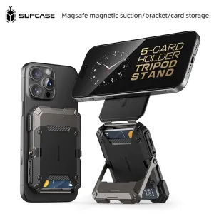 Folding Magnetic MagSafe Phone Stand   Card Case Wallet - Multi-Use Handheld Desk Mount for iPhone & Android, Mini Stable Stand