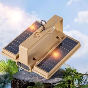 Folding Solar Camp Light, IP66 Campfin ABS for Night Fishing (Coffee)