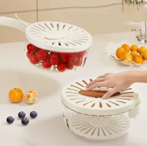 Food drainer with foldable handle