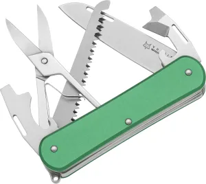 Fox Knives Vulpis FX-VP130-SF5 Slipjoint EDC Pocket Knife 5-in-1 Multitool - 2.17in Blade, Hacksaw, Bottle Opener, Can Opener, Scissors, Flat Head Screwdriver - Every Day Carry (OD Green)