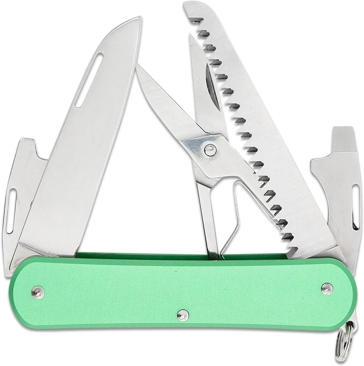 Fox Knives Vulpis FX-VP130-SF5 Slipjoint EDC Pocket Knife 5-in-1 Multitool - 2.17in Blade, Hacksaw, Bottle Opener, Can Opener, Scissors, Flat Head Screwdriver - Every Day Carry (OD Green)