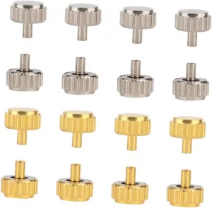 FRCOLOR 300pcs Watch Parts Replacement Kit Watch Tube Stem Assortment Includes Dome Flat Crowns for Repairing and Maintenance