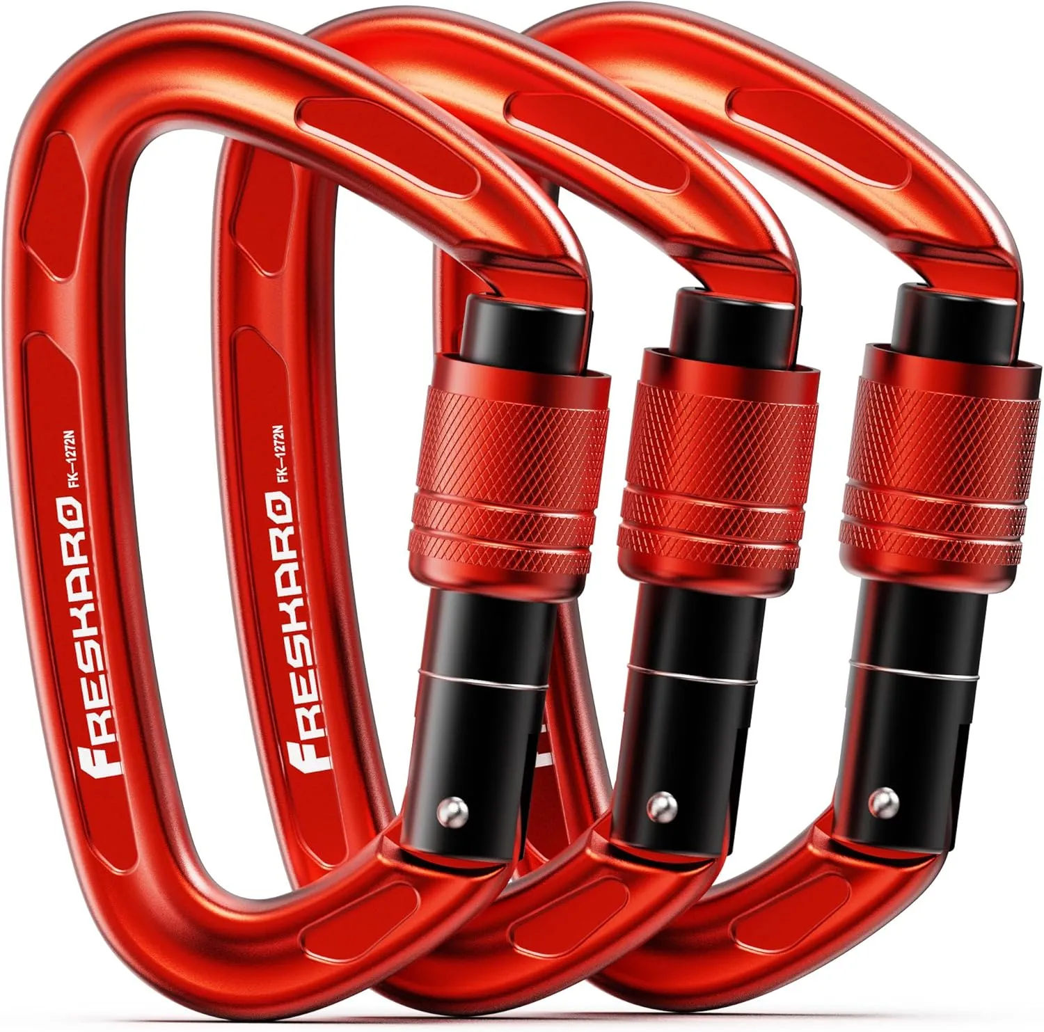 FresKaro 4inches 25kN-5621lbs Climbing Carabiners, UIAA CE Certified, Screw Lock, 7075 Aluminium, Lightweight, Rust Proof, for Mountaineering, Rappelling etc., Multi-Colors