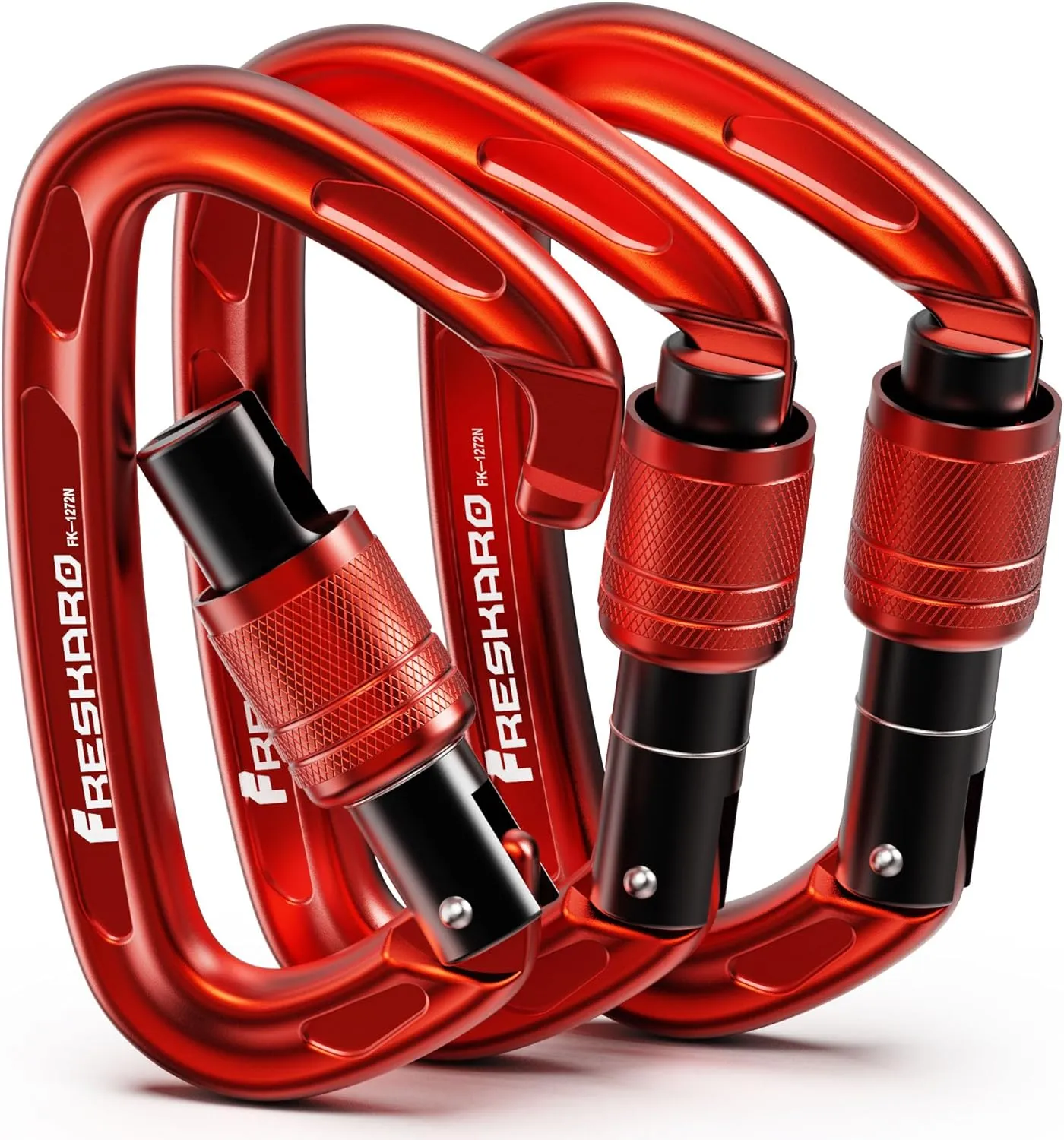 FresKaro 4inches 25kN-5621lbs Climbing Carabiners, UIAA CE Certified, Screw Lock, 7075 Aluminium, Lightweight, Rust Proof, for Mountaineering, Rappelling etc., Multi-Colors