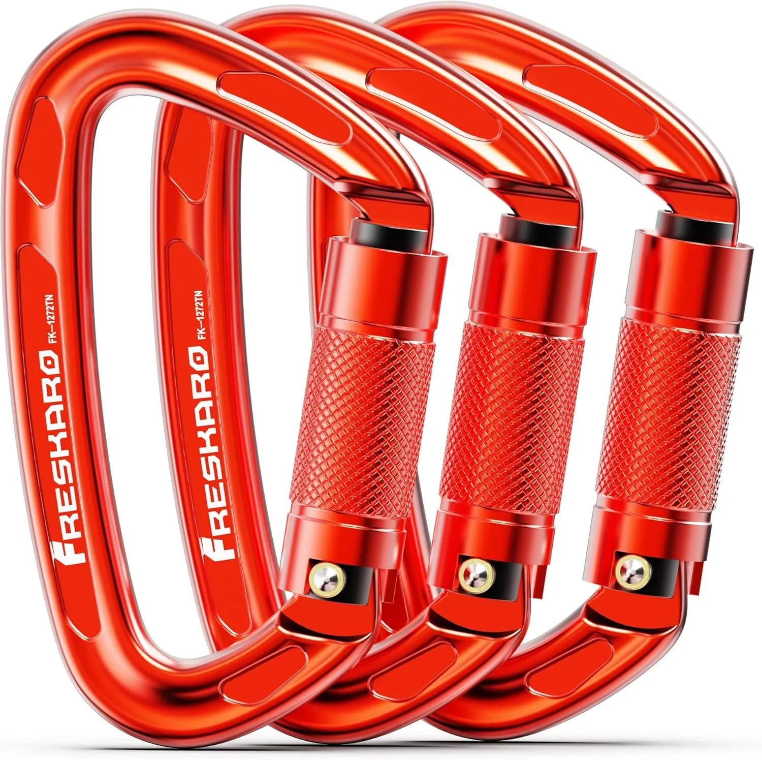 FresKaro 4inches 25kN-5621lbs Climbing Carabiners, UIAA CE Certified, Twist Auto Locking, Made of 7075 Aluminium, Lightweight, Rust Proof, for Mountaineering, Rappelling etc., Multi-Colors
