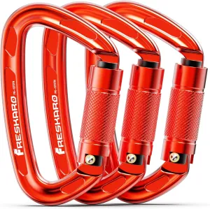 FresKaro 4inches 25kN-5621lbs Climbing Carabiners, UIAA CE Certified, Twist Auto Locking, Made of 7075 Aluminium, Lightweight, Rust Proof, for Mountaineering, Rappelling etc., Multi-Colors