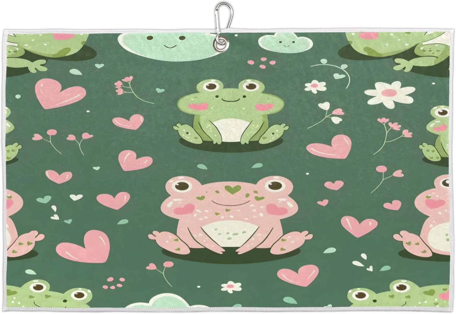 Frogs Love Golf Towel with Heavy Duty Carabiner Clip Quick Dry Ultra Absorbent Club Ball Cleaning Towel Golf Accessories for Men Women