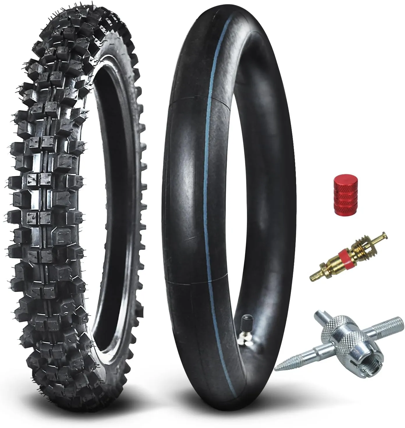 Front 60/100-14 2.50-14 Tire and Inner Tube for 110cc 125cc CRF70 CRF110 XR70 KLX110 TTR90 PW80 RM60 RM65 TaoTao DB14 SSR Apollo Coolster Dirt Pit Bike Motorcycle Off Road Motocross Heavy Duty