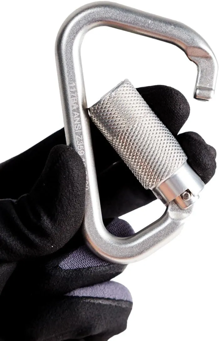 Frontline Fall Protection CAQ117 Aluminum Quarter Turn Locking Carabiner | High Strength Alluminum Safety Connector | ANSI & OSHA Compliant | Gate Strength: 3600 lbs