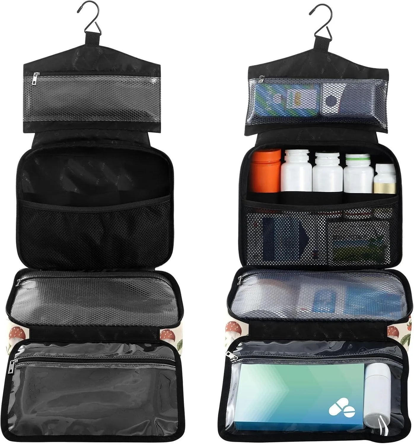 Fustylead Aesthetic Mushrooms Berries and Twigs Large Medical Supplies Organizer Bag with Zipper Empty First Aid Bag Trauma Kit for Traveling Hiking Camping