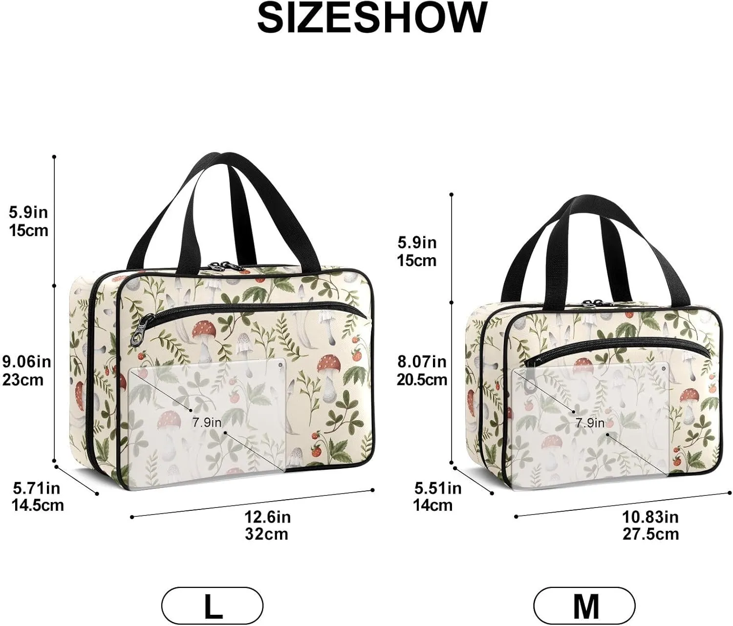 Fustylead Aesthetic Mushrooms Berries and Twigs Large Medical Supplies Organizer Bag with Zipper Empty First Aid Bag Trauma Kit for Traveling Hiking Camping
