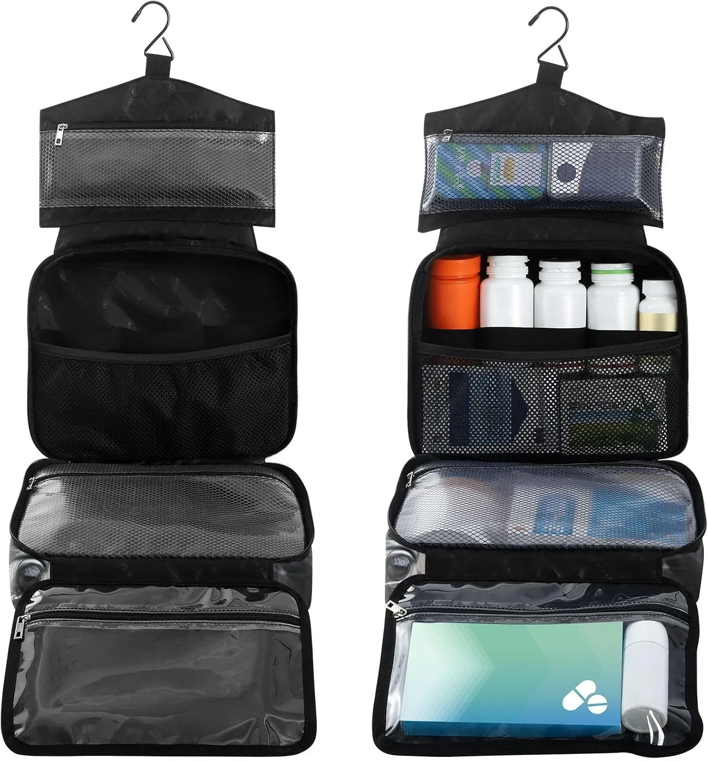 Fustylead Beautiful Black Horse with Long Mane Large Medical Supplies Organizer Bag with Zipper Empty First Aid Bag Trauma Kit for Traveling Hiking Camping
