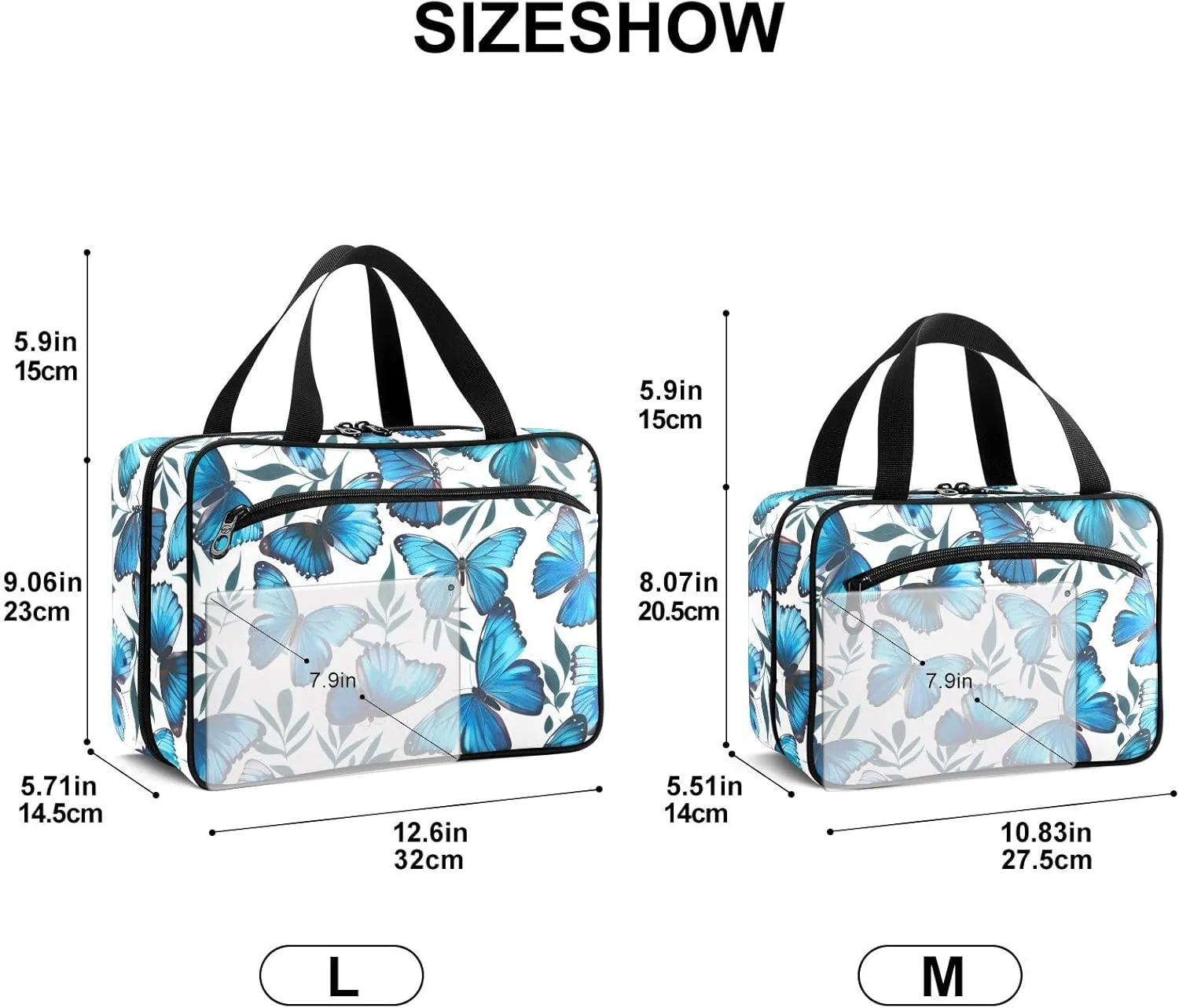 Fustylead Beautiful Blue Morpho Butterfly and Twigs Large Medical Supplies Organizer Bag with Zipper Empty First Aid Bag Trauma Kit for Traveling Hiking Camping