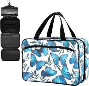 Fustylead Beautiful Blue Morpho Butterfly and Twigs Large Medical Supplies Organizer Bag with Zipper Empty First Aid Bag Trauma Kit for Traveling Hiking Camping