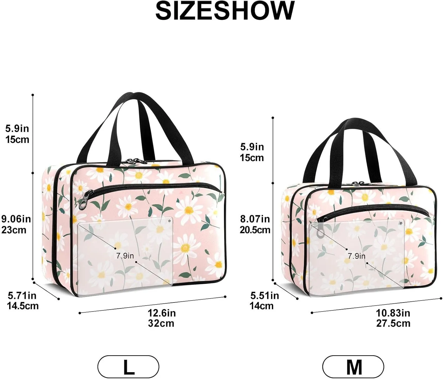 Fustylead Beautiful Daisy on Light Pink Background Large Medical Supplies Organizer Bag with Zipper Empty First Aid Bag Trauma Kit for Traveling Hiking Camping