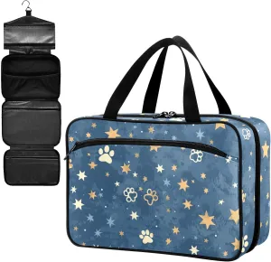 Fustylead Beautiful Shooting Stars and Paw Prints Large Medical Storage Bag with Zipper Empty First Aid Bag Trauma Kit for Traveling Hiking Camping Backpacking