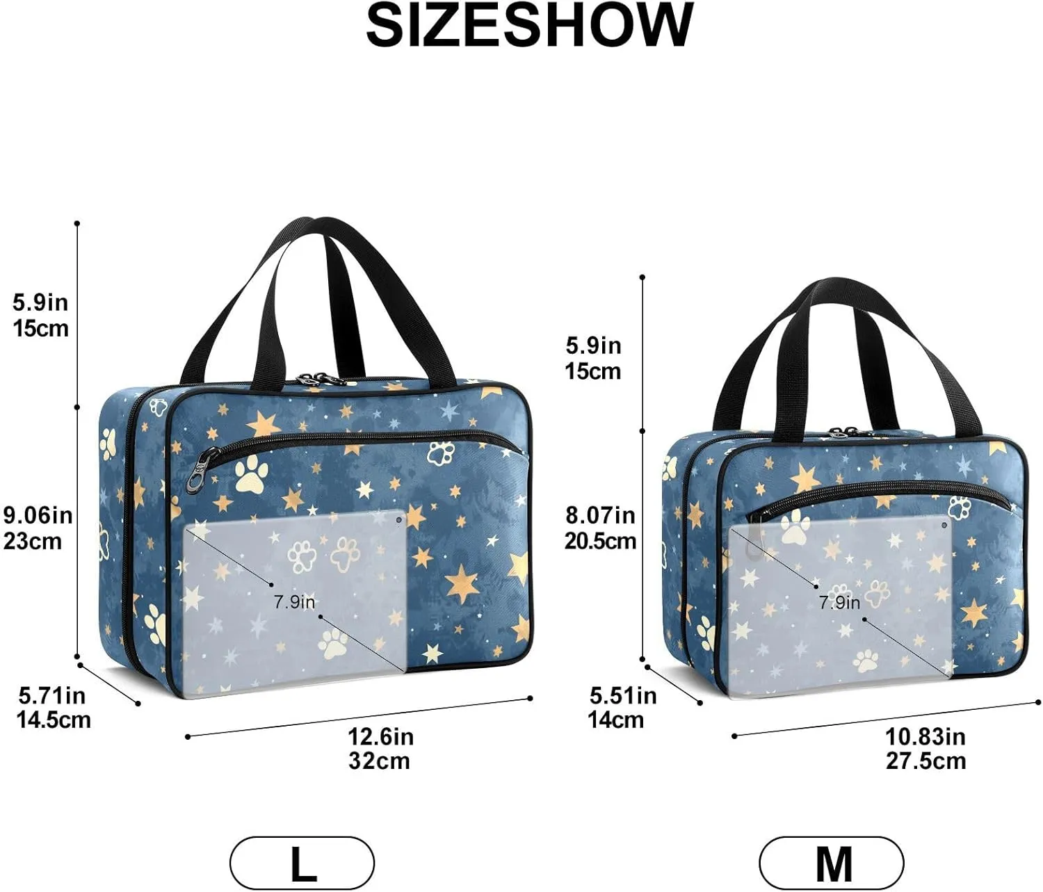 Fustylead Beautiful Shooting Stars and Paw Prints Large Medical Storage Bag with Zipper Empty First Aid Bag Trauma Kit for Traveling Hiking Camping Backpacking
