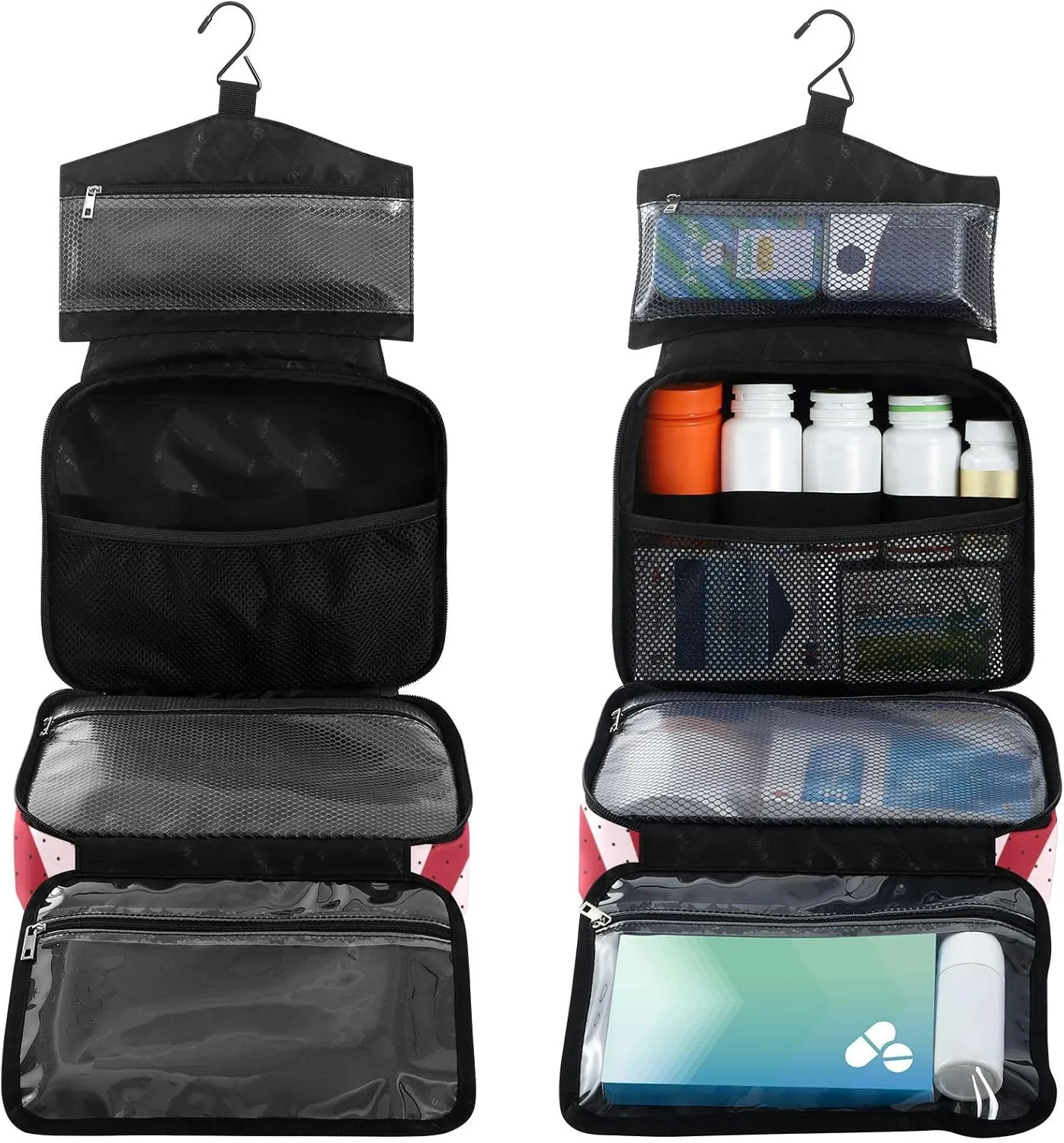 Fustylead Declaration of USA Pop Art Comic Speech Bubble Large Medicine Bag Travel Pill Bottle Organizer with Zipper, Empty First Aid Bag for Camping Hiking Outdoors