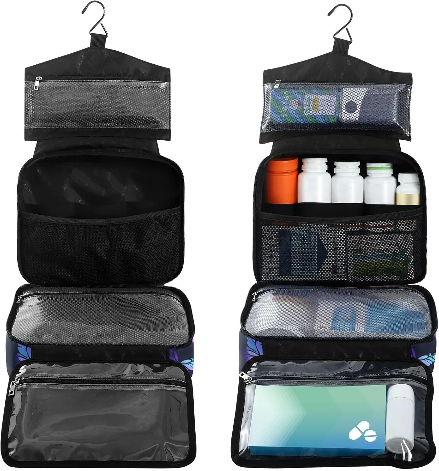 Fustylead Gradient Colors Black Monarch Butterfly Large Medical Storage Bag with Zipper Empty First Aid Bag Trauma Kit for Traveling Hiking Camping Backpacking