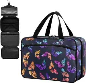 Fustylead Gradient Colors Black Monarch Butterfly Large Medical Storage Bag with Zipper Empty First Aid Bag Trauma Kit for Traveling Hiking Camping Backpacking