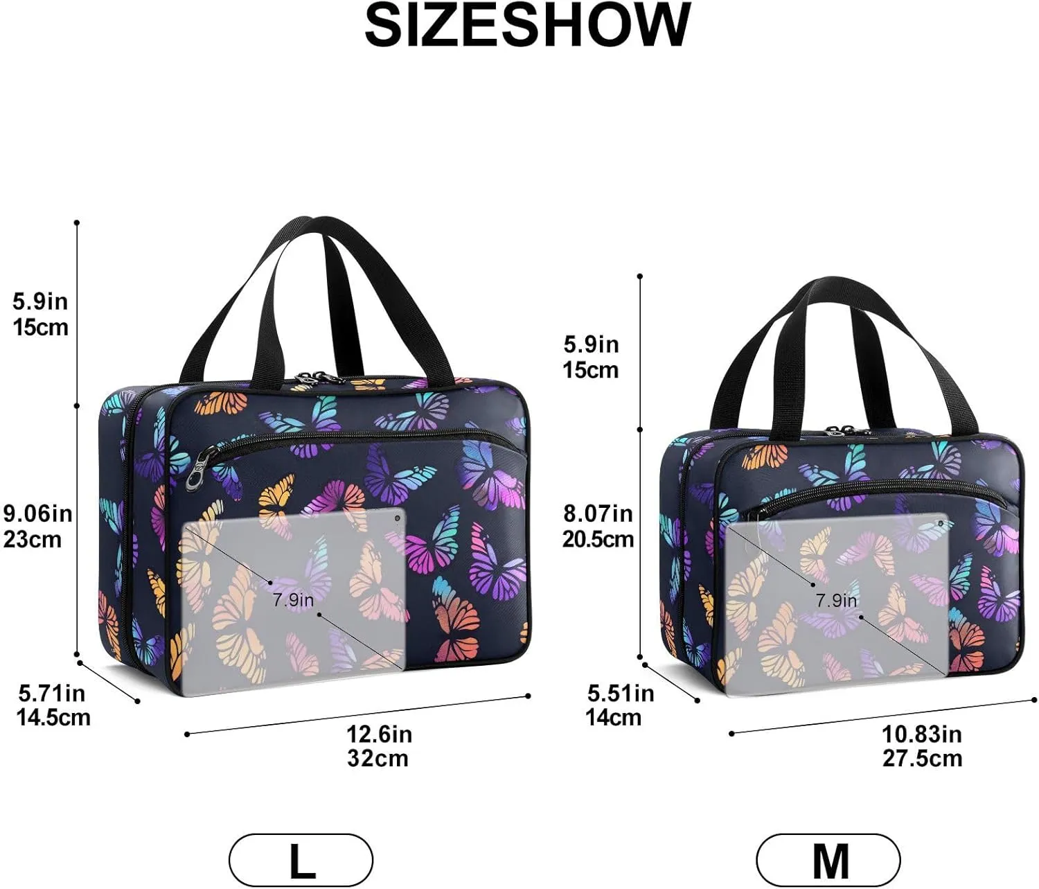 Fustylead Gradient Colors Black Monarch Butterfly Large Medical Storage Bag with Zipper Empty First Aid Bag Trauma Kit for Traveling Hiking Camping Backpacking