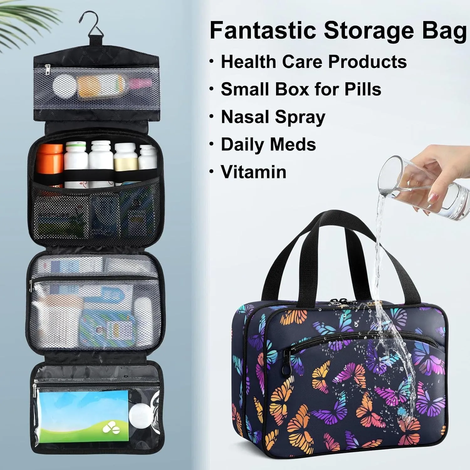 Fustylead Gradient Colors Black Monarch Butterfly Large Medical Storage Bag with Zipper Empty First Aid Bag Trauma Kit for Traveling Hiking Camping Backpacking
