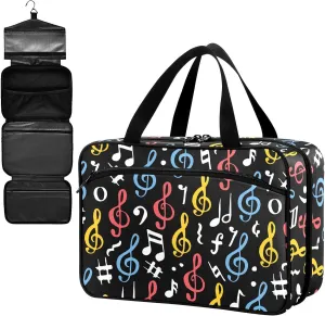 Fustylead Hand Drawn Sketched Doodle Music Notes Symbols Large Medical Supplies Organizer Bag with Zipper Empty First Aid Bag Trauma Kit for Traveling Hiking Camping