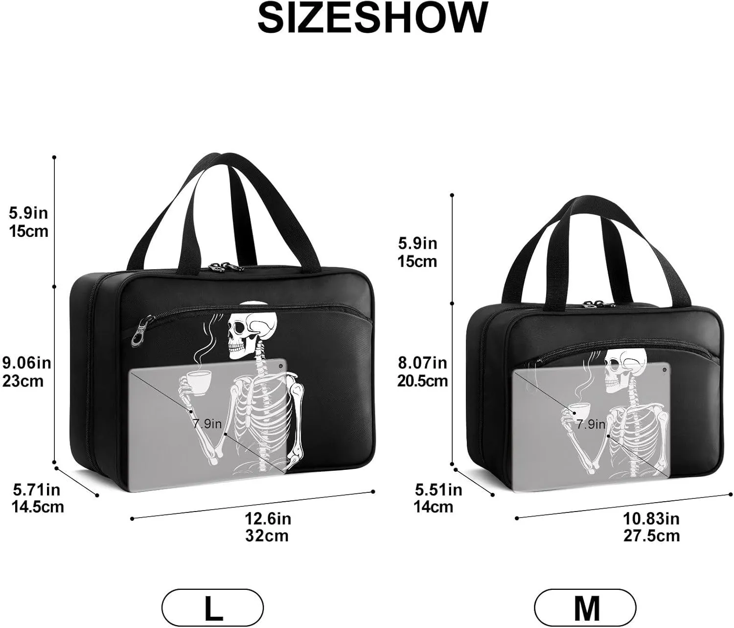 Fustylead Human Skeleton Holding A Steaming Cup Of Coffee About To Drink Large Medical Storage Bag with Zipper Empty First Aid Bag Trauma Kit for Traveling Hiking Camping Backpacking