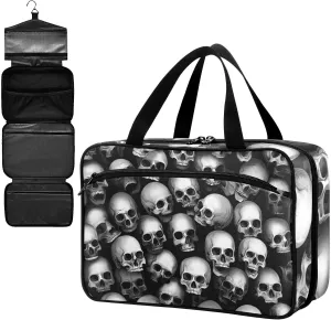 Fustylead Many Skulls Background on Black Large Medical Supplies Organizer Bag with Zipper Empty First Aid Bag Trauma Kit for Traveling Hiking Camping