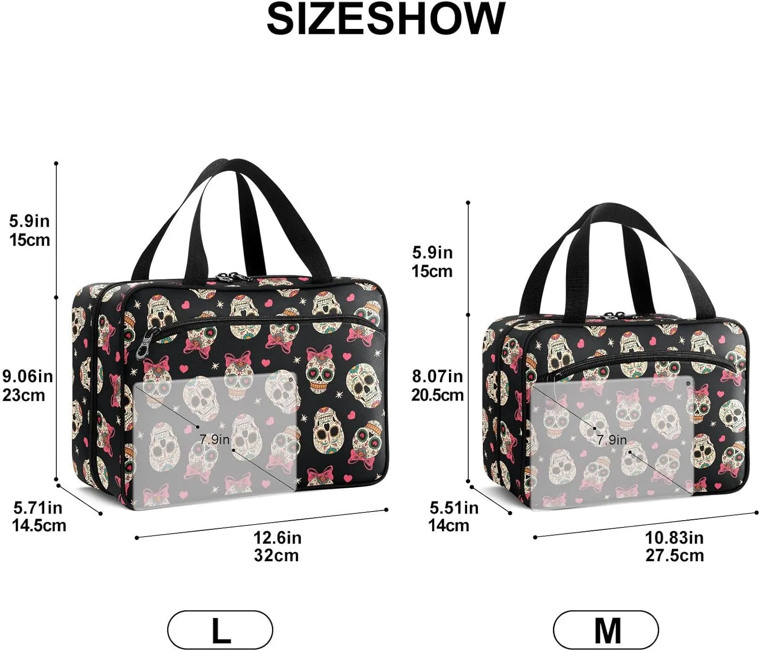 Fustylead Mexican Sugar Skull Wear Bow Tie and Hearts Stars Large Medical Storage Bag with Zipper Empty First Aid Bag Trauma Kit for Traveling Hiking Camping Backpacking